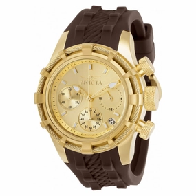 Invicta Women's Chronograph Watch - Bolt Gold Tone Dial Brown Strap | 30493