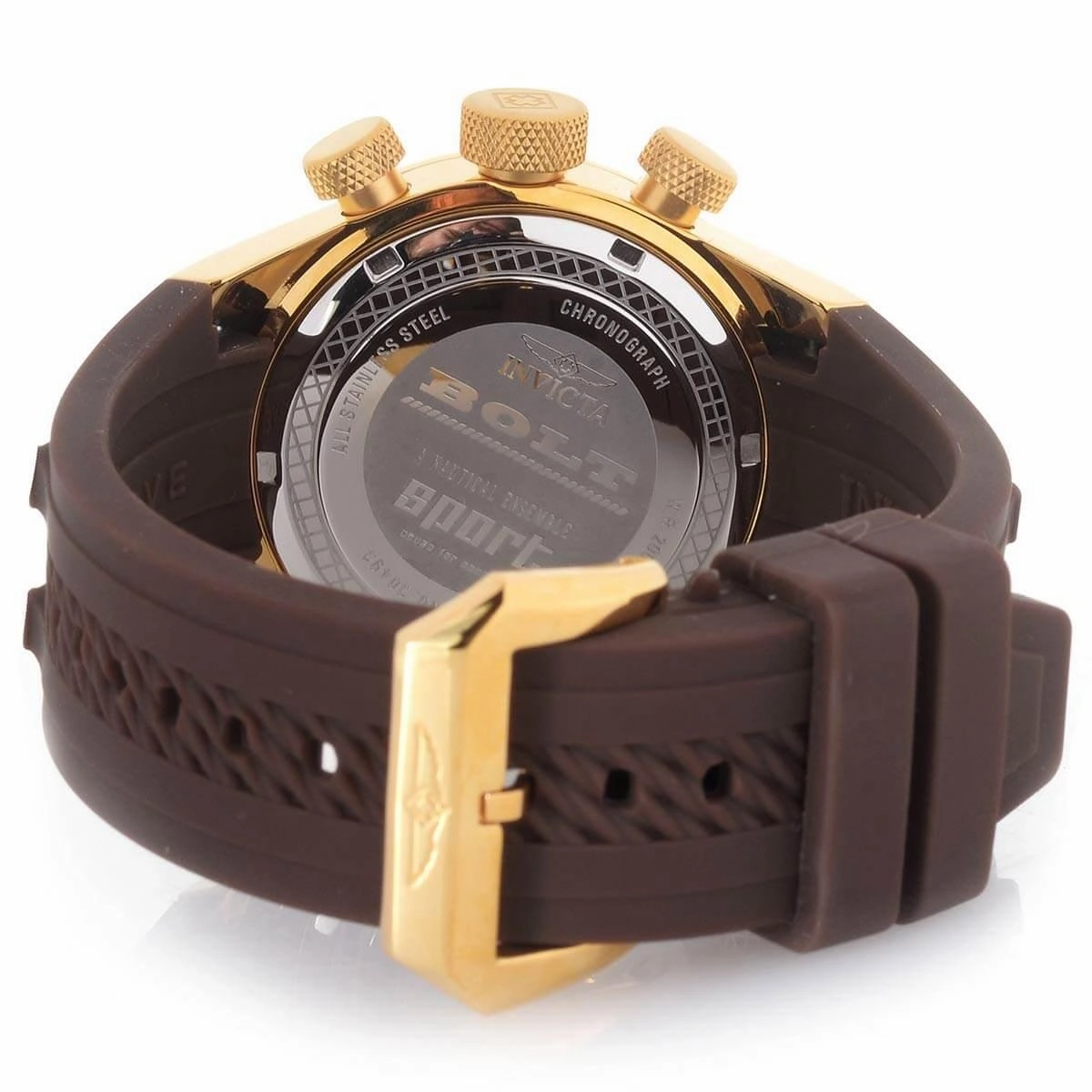 Invicta Women's Chronograph Watch - Bolt Gold Tone Dial Brown Strap | 30493