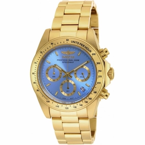 Invicta Women's Chronograph Watch - Speedway Blue Dial Yellow Gold Bracelet | 18256