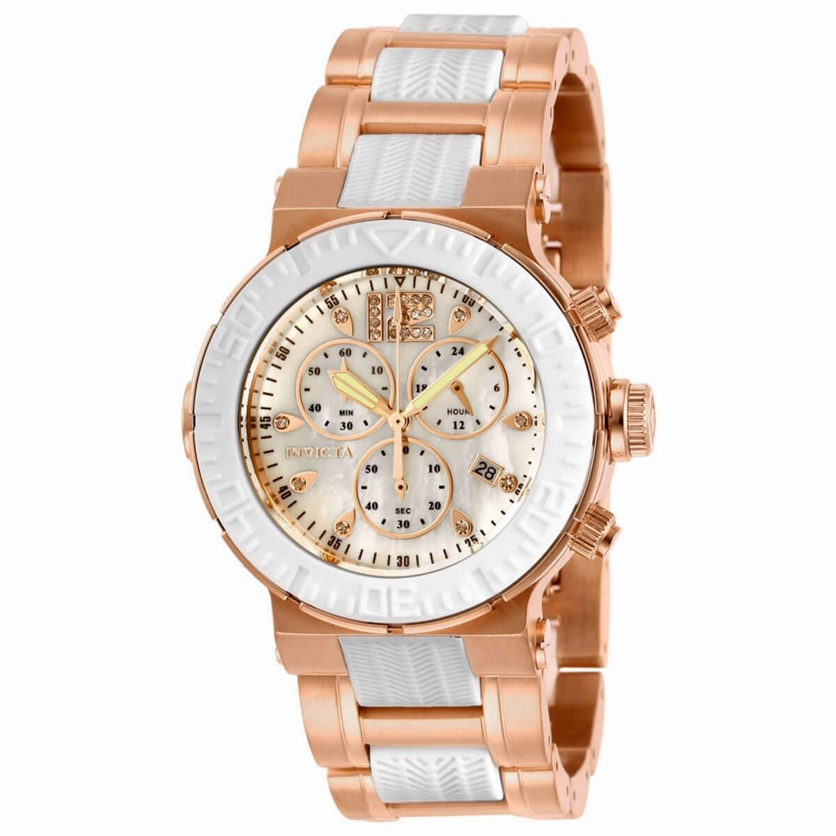Invicta Women's Diamond Watch - Ocean Reef Rose Gold Case Two Tone Bracelet | 29668