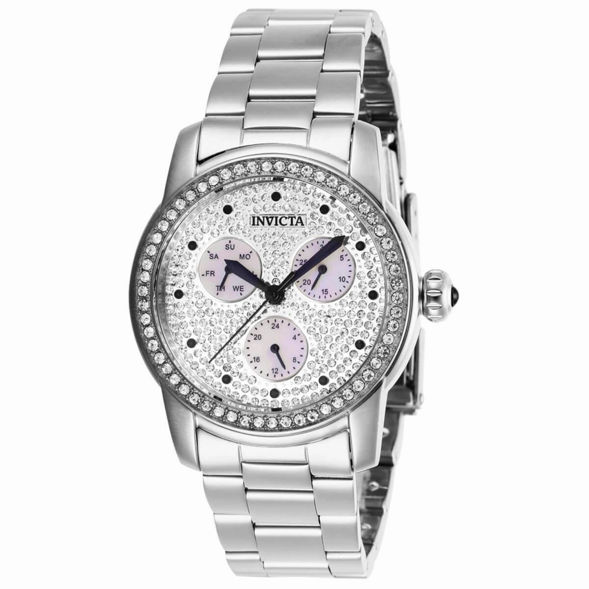 Invicta Women's Quartz Watch - Angel Day-Date Stainless Steel Bracelet Crystal | 28466