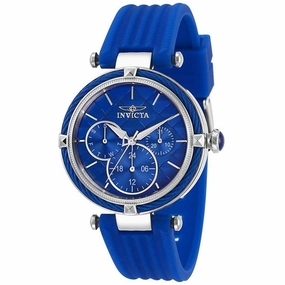 Invicta Women's Quartz Watch - Bolt Silver Tone Case Blue Dial Rubber Strap | 28965