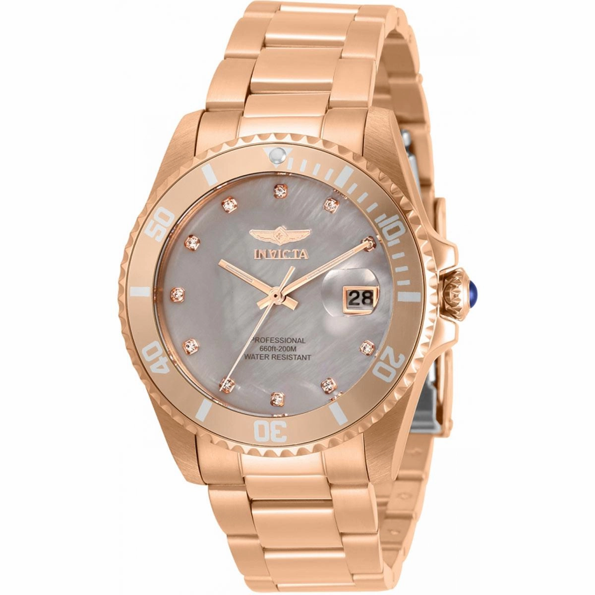 Invicta Women's Quartz Watch - Pro Diver Grey Mother of Pearl Dial Bracelet | 31701