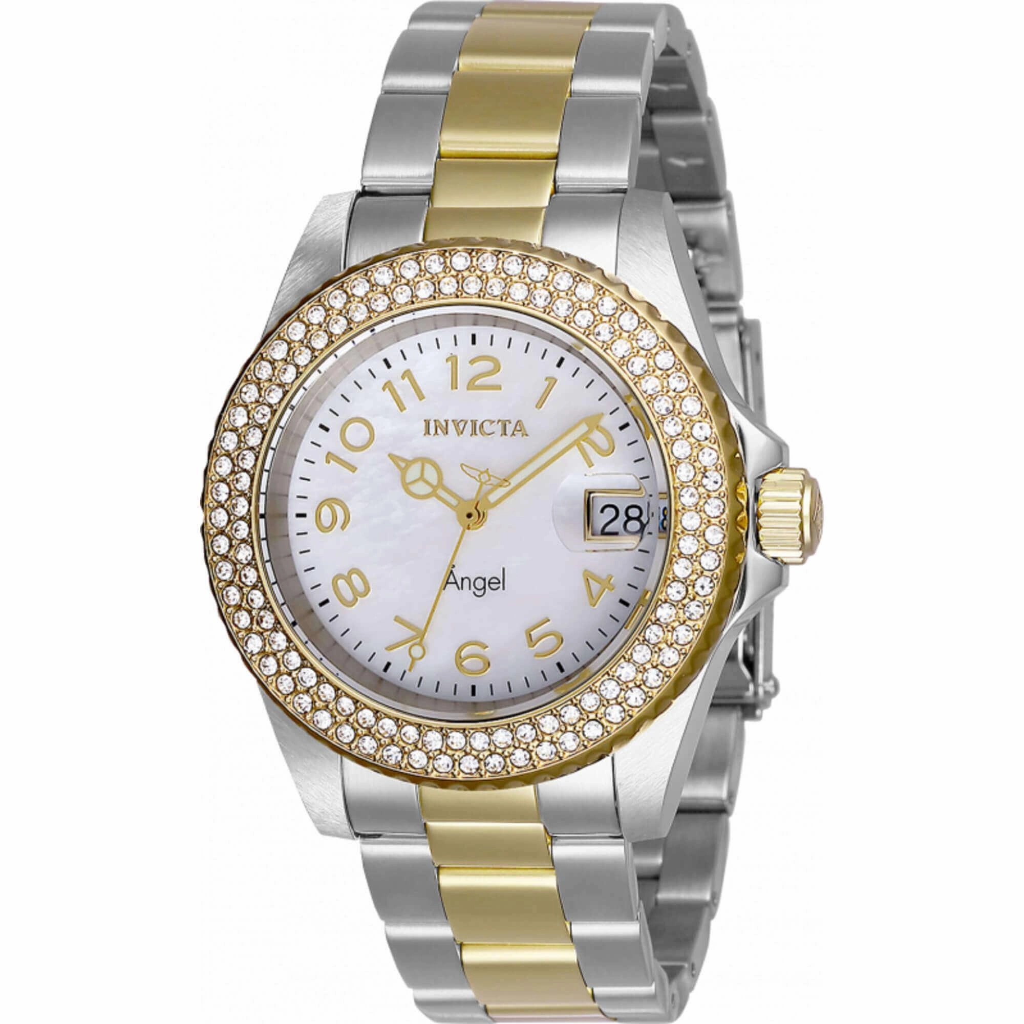 Invicta Women's Watch - Angel Quartz Mother of Pearl Dial Two Tone Bracelet | 28675