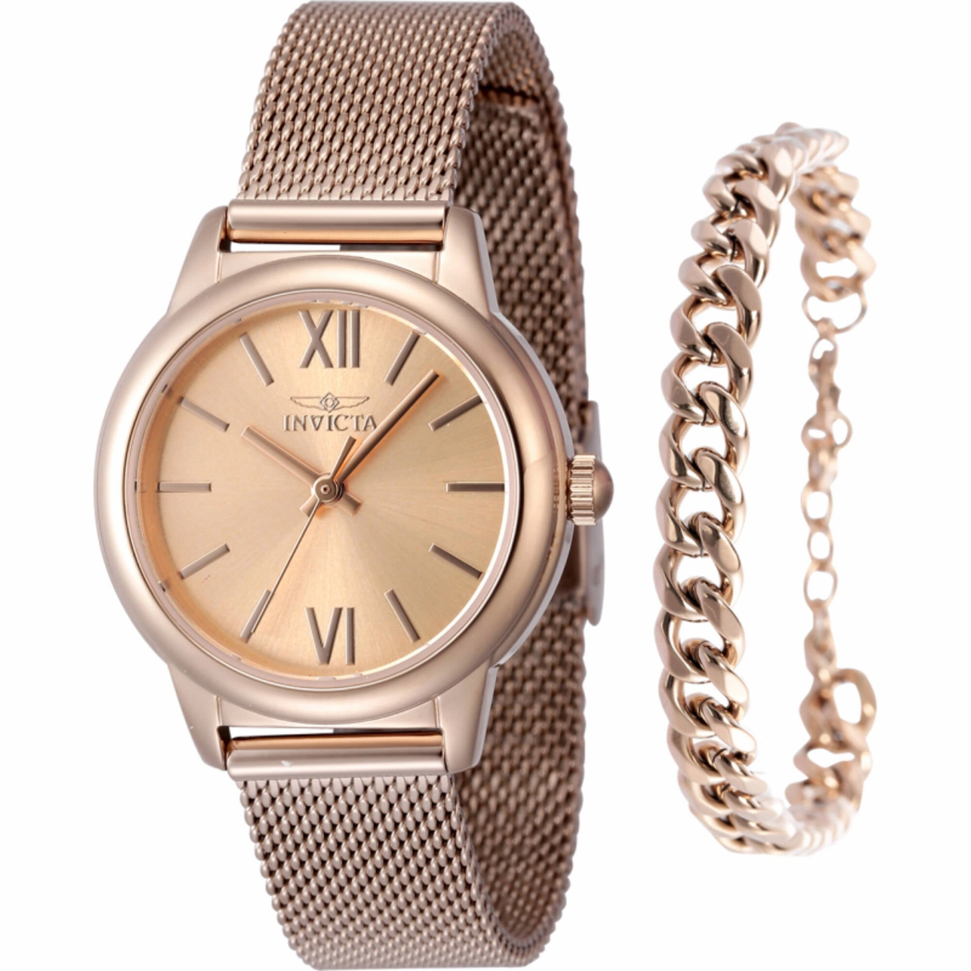 Invicta Women's Watch - Angel Quartz Rose Gold Tone Dial Steel Mesh Bracelet | 48251