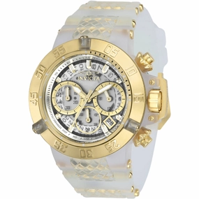 Invicta Women's Watch - Subaqua Noma III Chrono White and Yellow Gold Strap | 24373