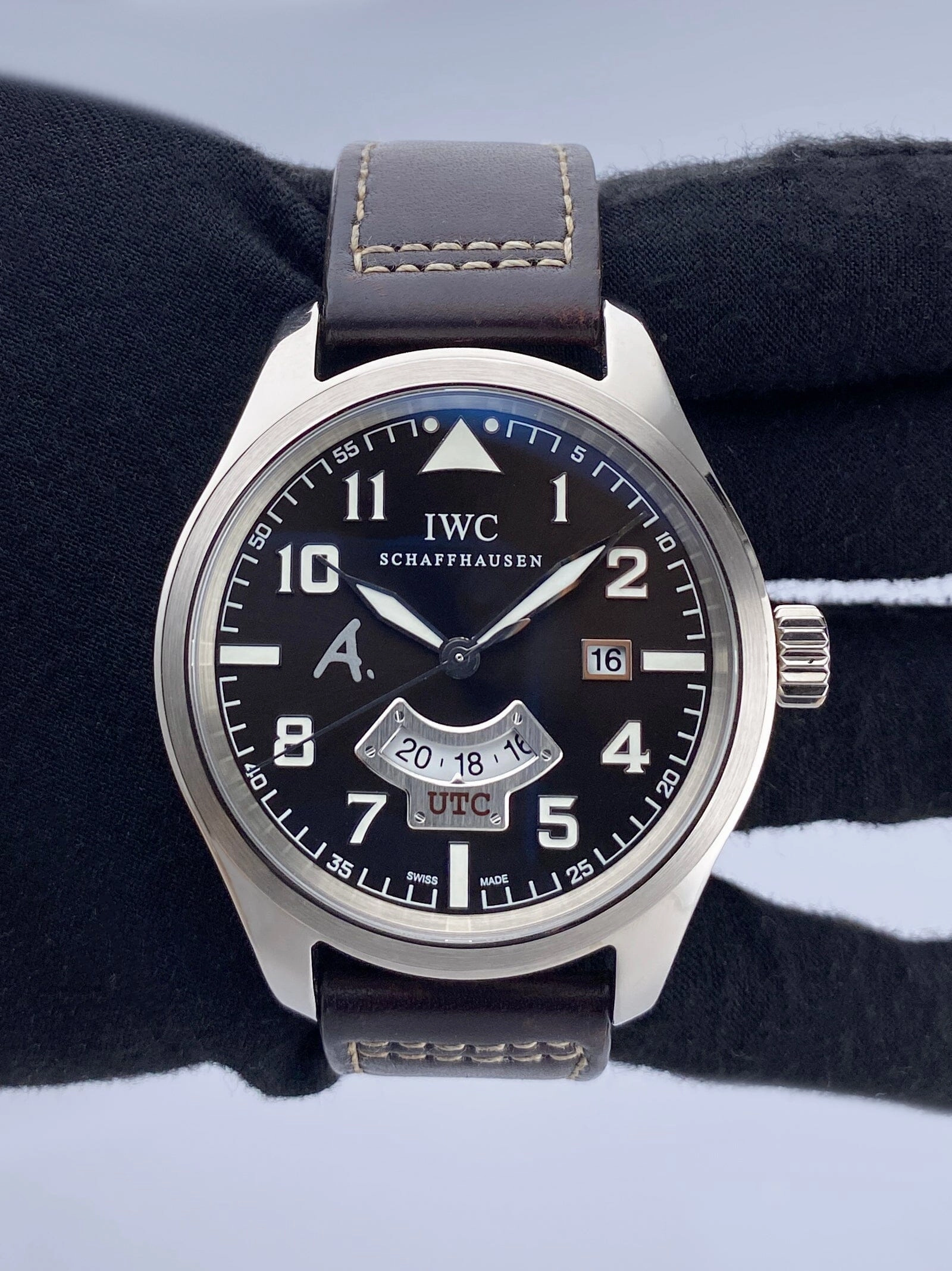 IWC Saint Exupery UTC Pilots IW326102 18k WG Brown Dial Mens Watch Box Papers