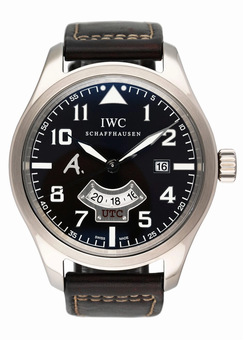 IWC Saint Exupery UTC Pilots IW326102 18k WG Brown Dial Mens Watch Box Papers