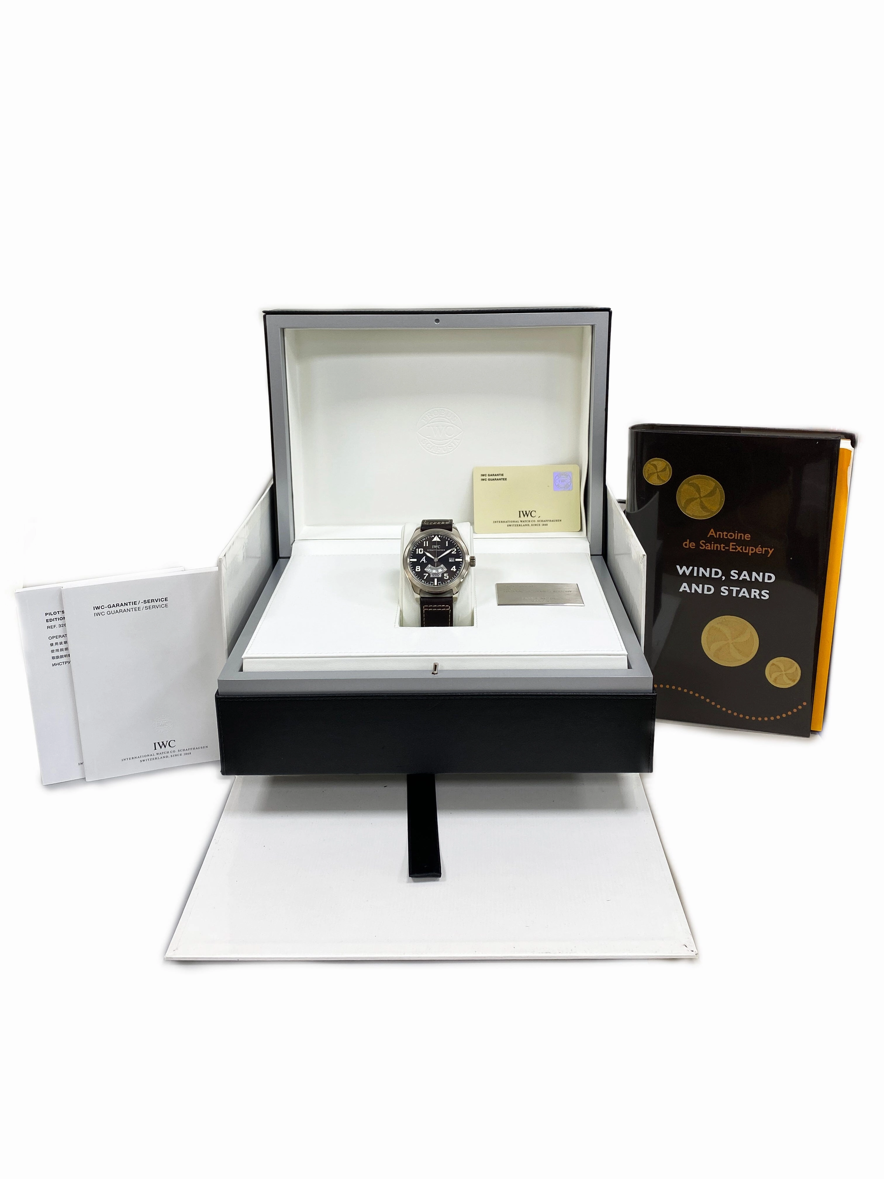 IWC Saint Exupery UTC Pilots IW326102 18k WG Brown Dial Mens Watch Box Papers