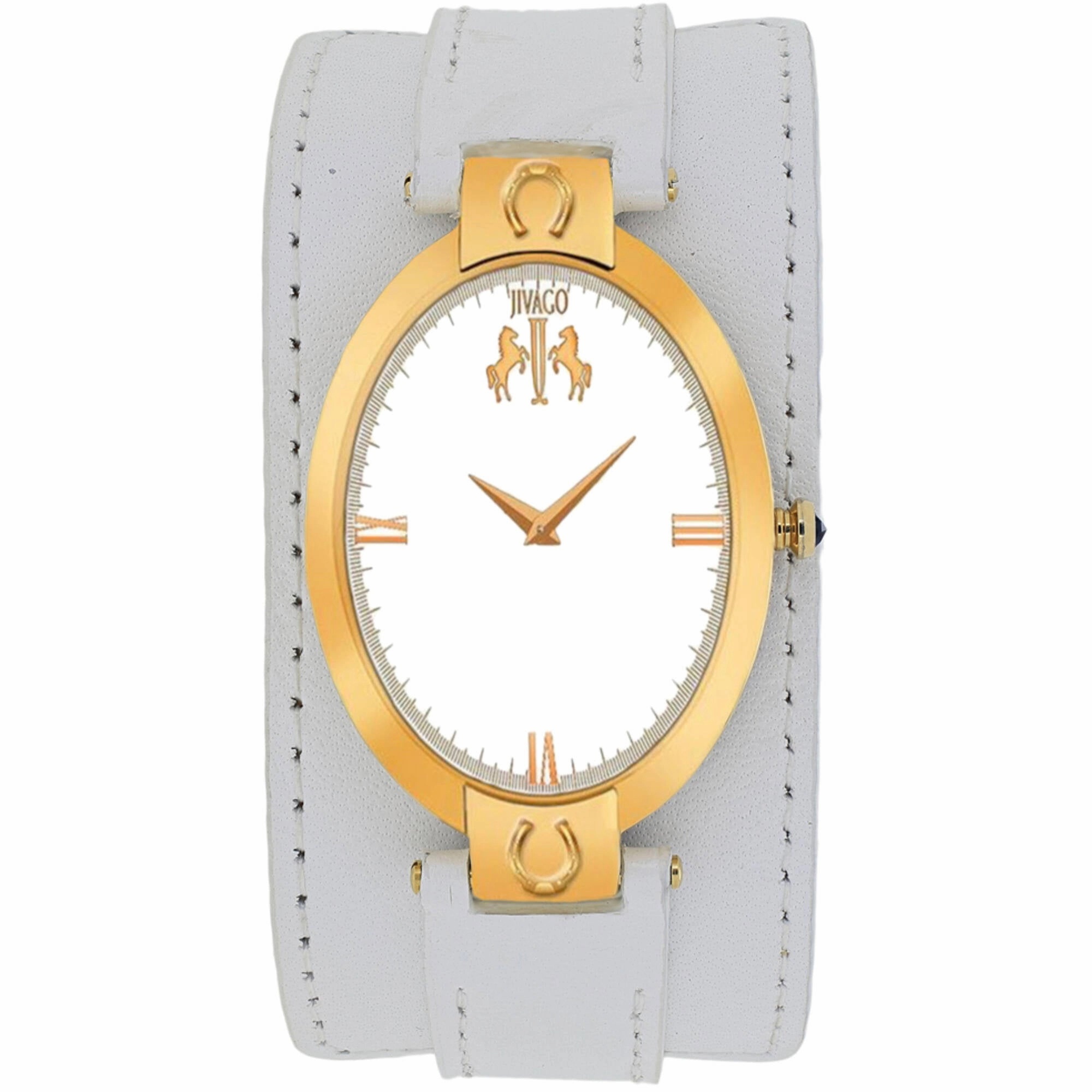 Jivago Women's Watch - Good luck Quartz Silver Dial White Leather Strap | JV1837