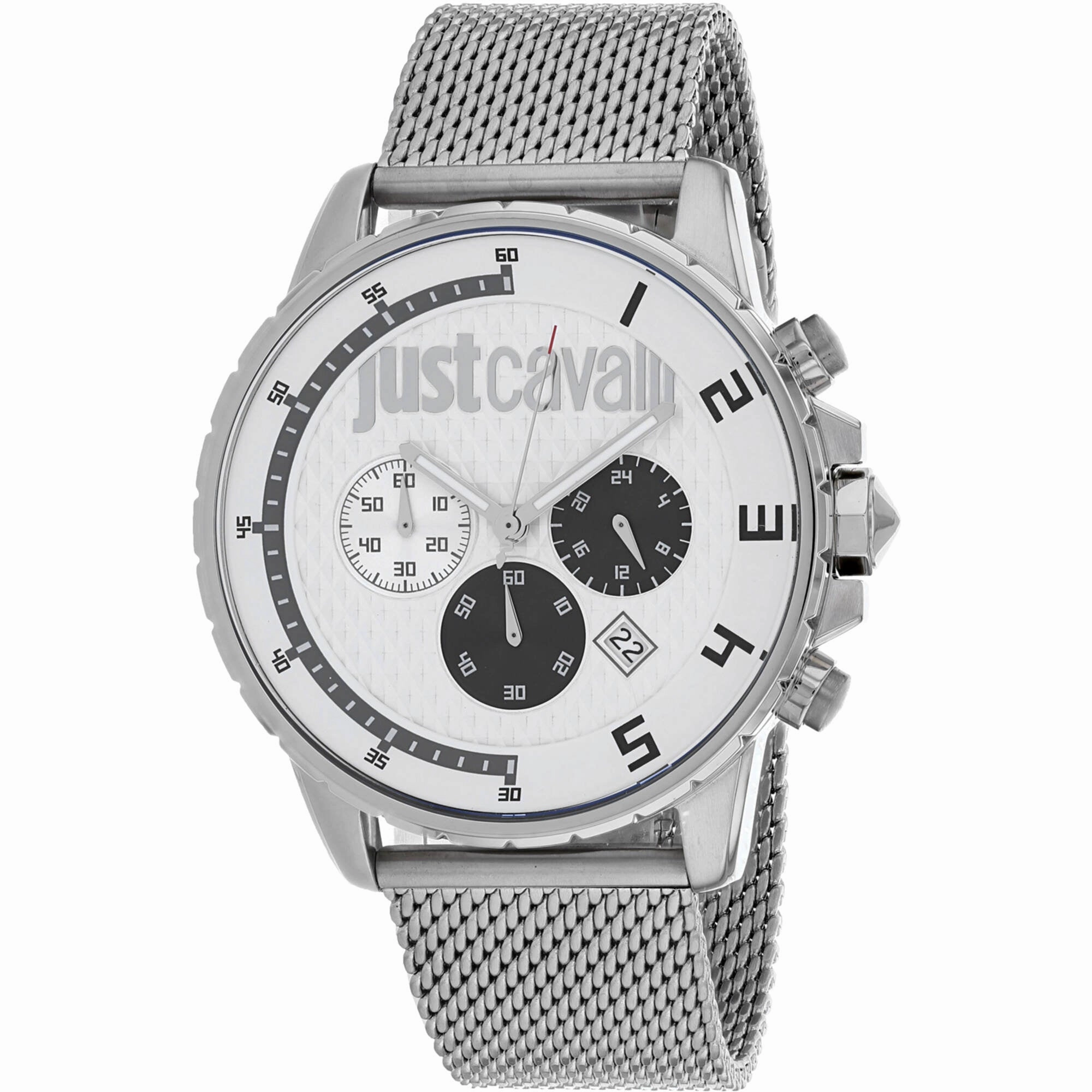 Just Cavalli Men's Watch - Sport Quartz White Dial Silver Bracelet | JC1G063M0255