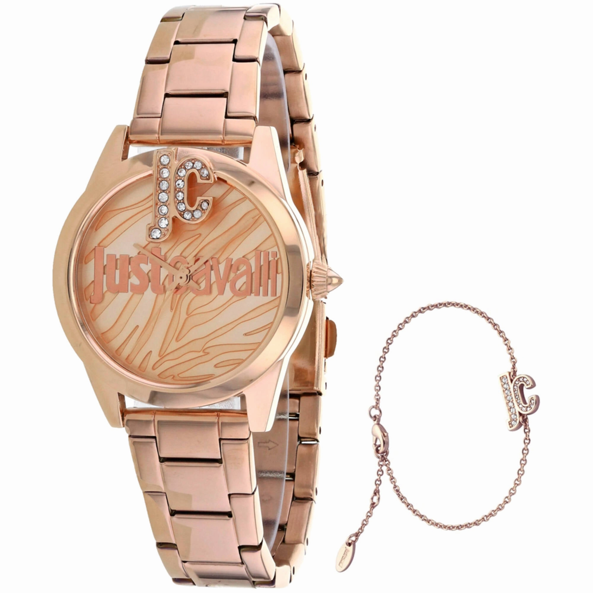 Just Cavalli Women's Watch - Logo Quartz Rose Gold Tone Dial Bracelet | JC1L099M0075