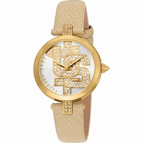 Just Cavalli Women's Watch - Maiuscola Quartz Beige Leather Strap | JC1L241L0025