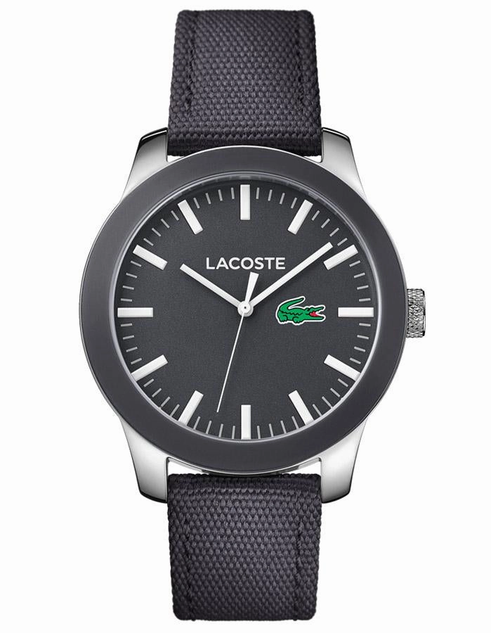 Lacoste 12.12 Sport Watch - Gray Ion Plated Stainless Steel - Gray Woven Strap