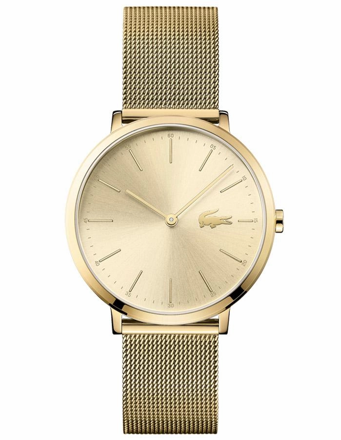Lacoste Ladies Ultra Slim Moon Fashion Watch - Gold-Tone - Mesh Band