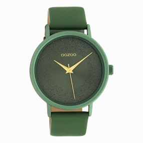 Lily pad green OOZOO watch with leather strap - C10582