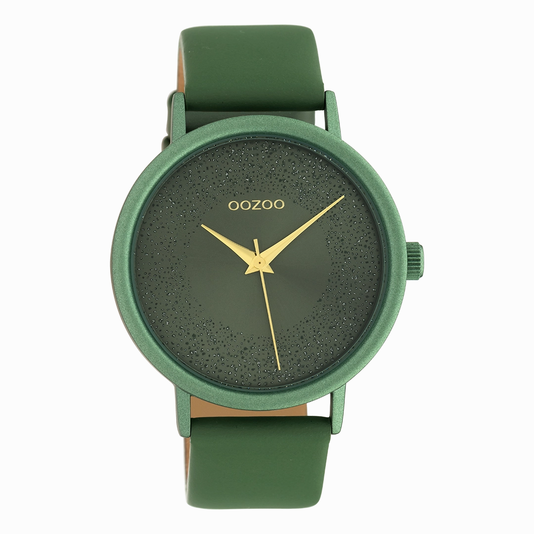 Lily pad green OOZOO watch with leather strap - C10582