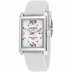 Locman Men's Watch - Classic Steel Case MOP Dial White Rubber Strap | 241MOPFX1WH