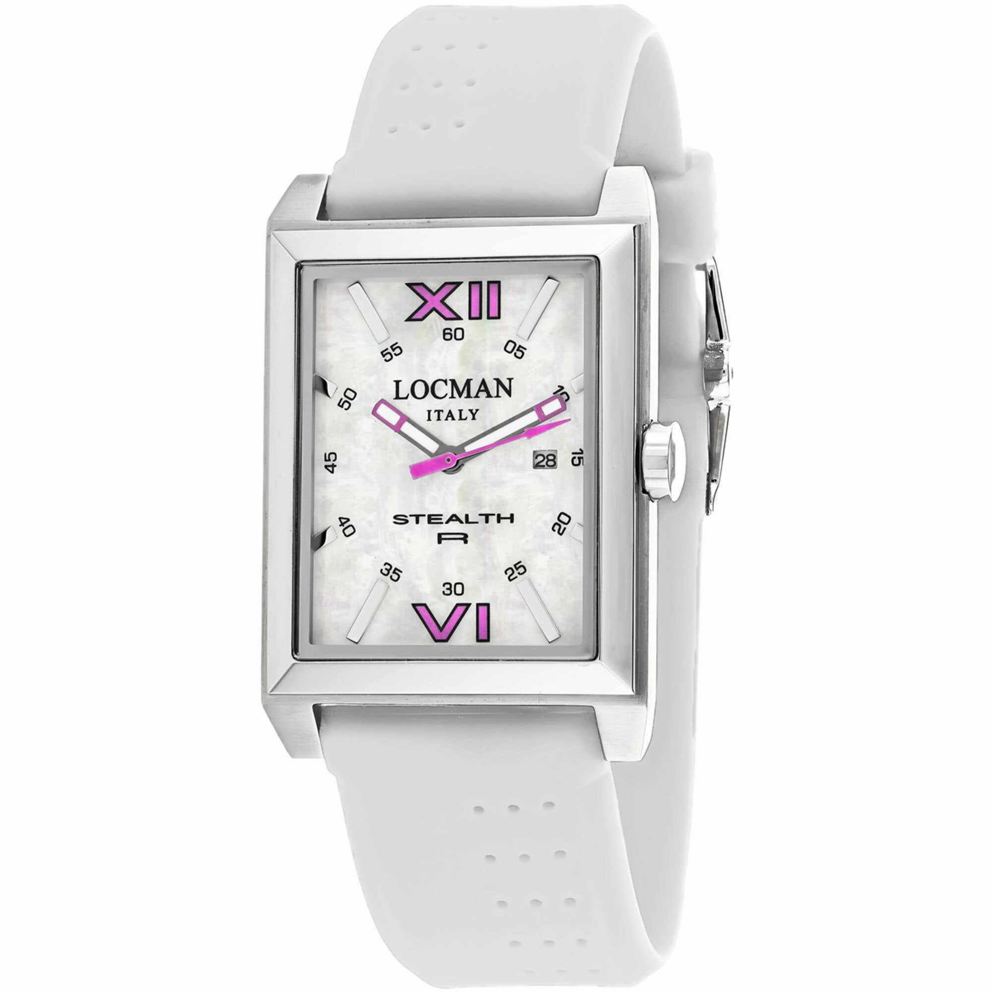 Locman Men's Watch - Classic Steel Case MOP Dial White Rubber Strap | 241MOPFX1WH