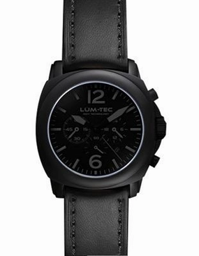 Lum-Tec Mens M-Series Quartz Chrono - Matte Black Dial Phantom Tinted - 44mm