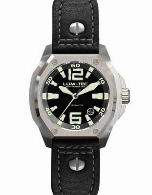 Lum-Tec Mens V-Series Automatic - Black Dial - Stainless Case - Leather Strap