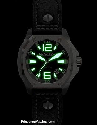 Lum-Tec Mens V-Series Automatic - Black Dial - Stainless Case - Leather Strap