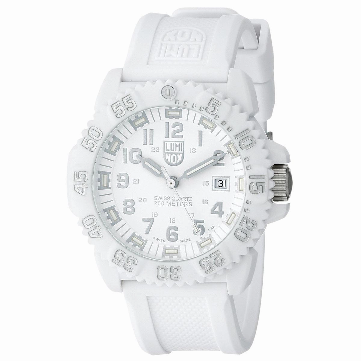 Luminox 3057.WO Men's Navy Seal Colormark White Dial White Silicone Strap Dive Watch