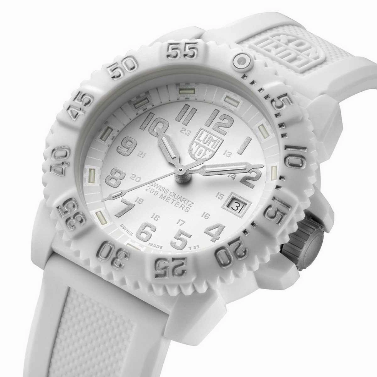 Luminox 3057.WO Men's Navy Seal Colormark White Dial White Silicone Strap Dive Watch