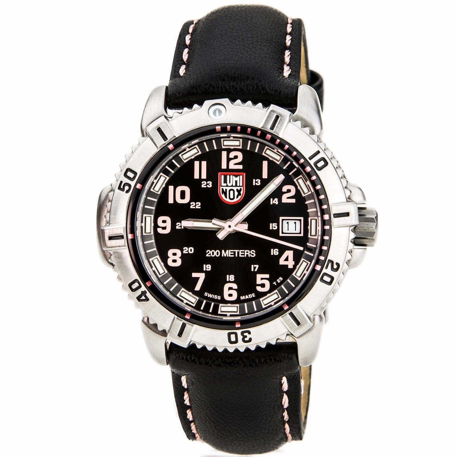 Luminox 7261 Women's Colormark Black Dial Leather Strap Watch