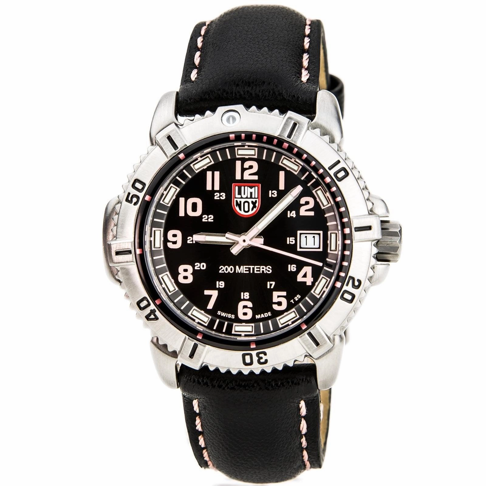 Luminox 7261 Women's Colormark Black Dial Leather Strap Watch
