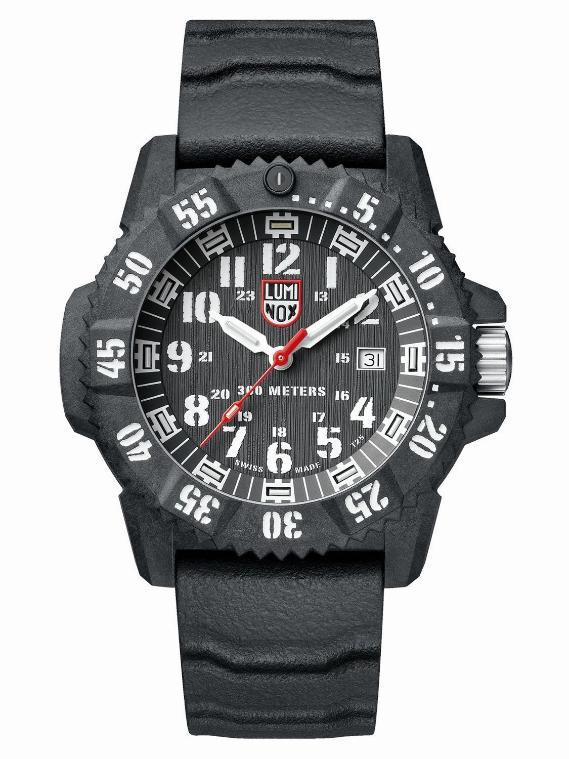 Luminox MASTER CARBON SEAL 3801 Series Mens Black Rubber Watch XS.3801.L