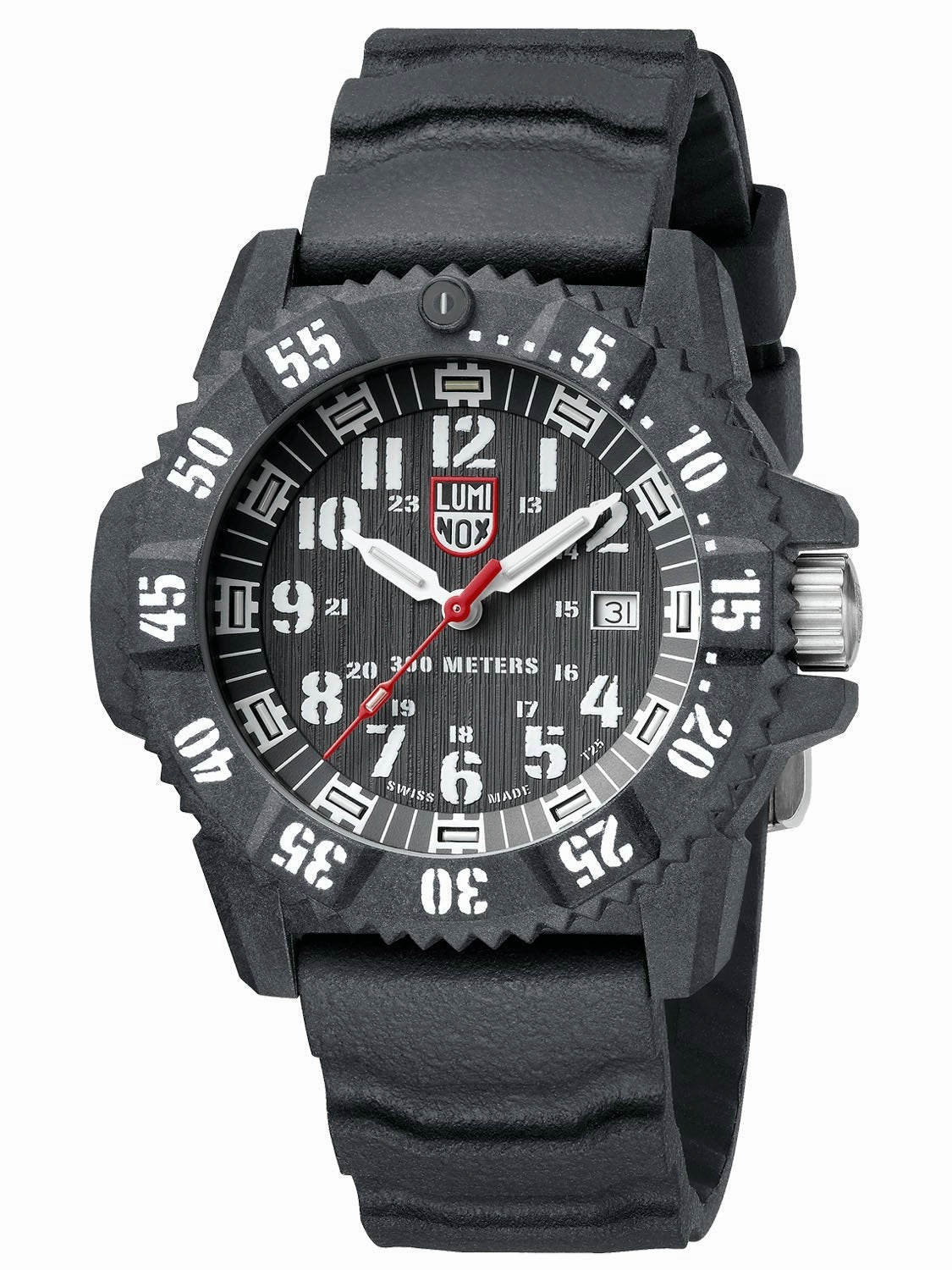 Luminox MASTER CARBON SEAL 3801 Series Mens Black Rubber Watch XS.3801.L