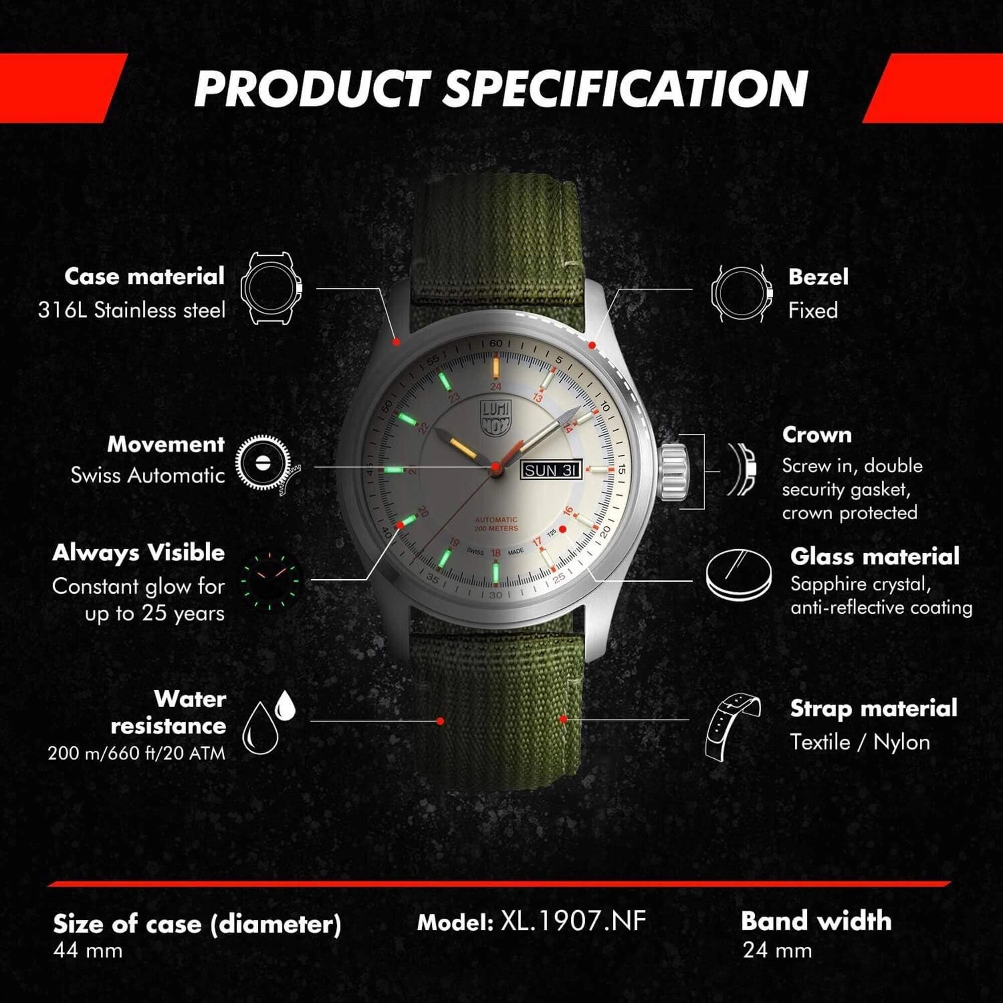 Luminox Men's Automatic Watch - Atacama Field Power Reserve Off-White Dial | 1907.NF