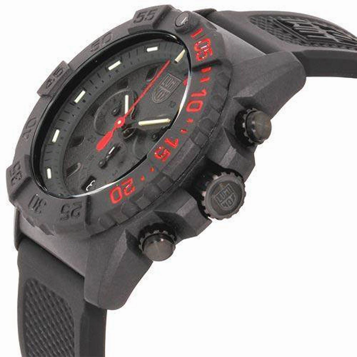 Luminox Men's Chronograph Watch - Navy Seal Black and Red Dial Strap | 3581.EY