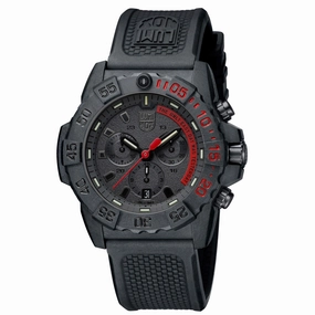 Luminox Men's Chronograph Watch - Navy Seal Black and Red Dial Strap | 3581.EY