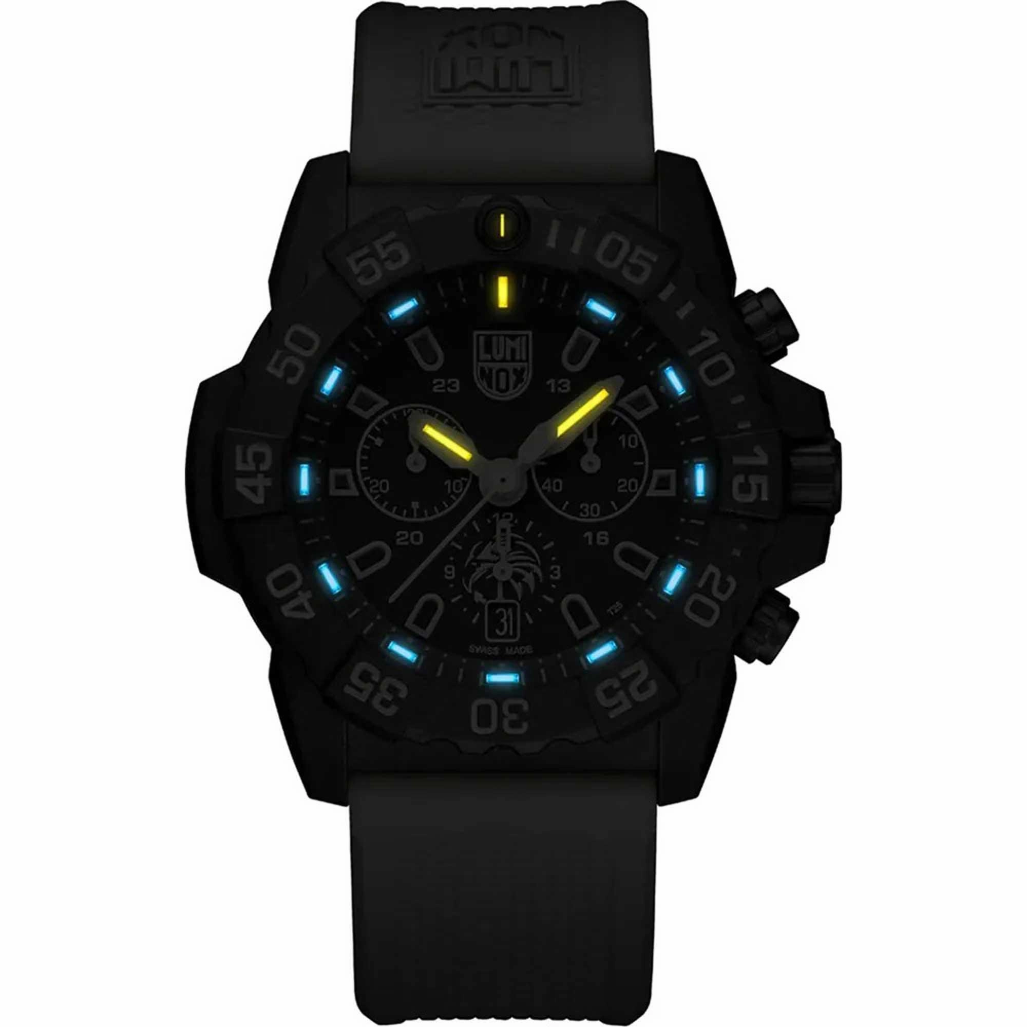 Luminox Men's Chronograph Watch - Navy Seal Black Dial Beige Strap | 3590.NSF.SET