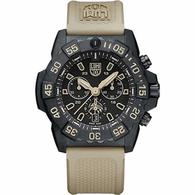 Luminox Men's Chronograph Watch - Navy Seal Black Dial Beige Strap | 3590.NSF.SET