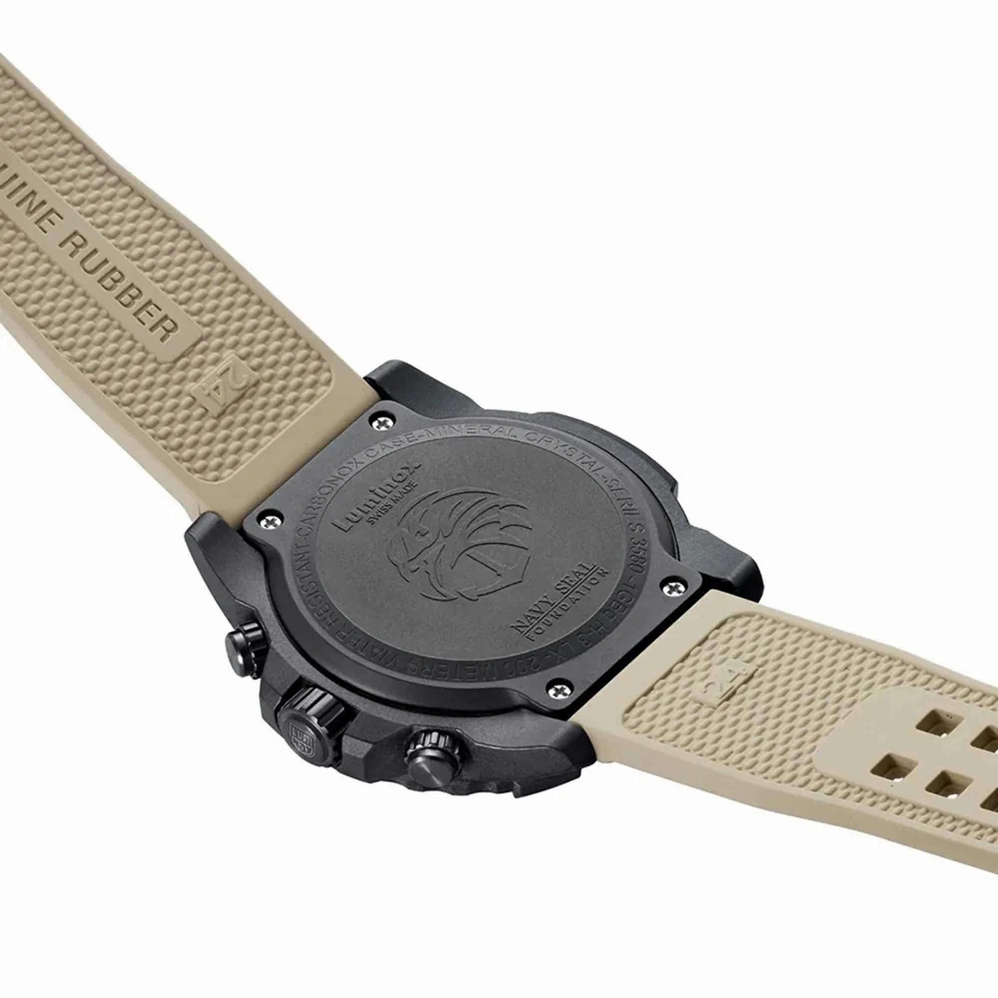 Luminox Men's Chronograph Watch - Navy Seal Black Dial Beige Strap | 3590.NSF.SET