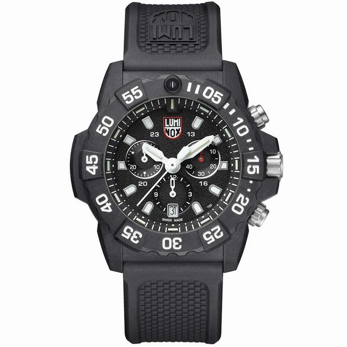 Luminox Men's Chronograph Watch - Navy Seal Black Dial Rubber Strap | 3581