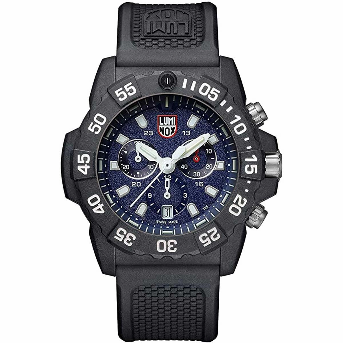 Luminox Men's Chronograph Watch - Navy Seal Blue Dial Black Rubber Strap | 3583
