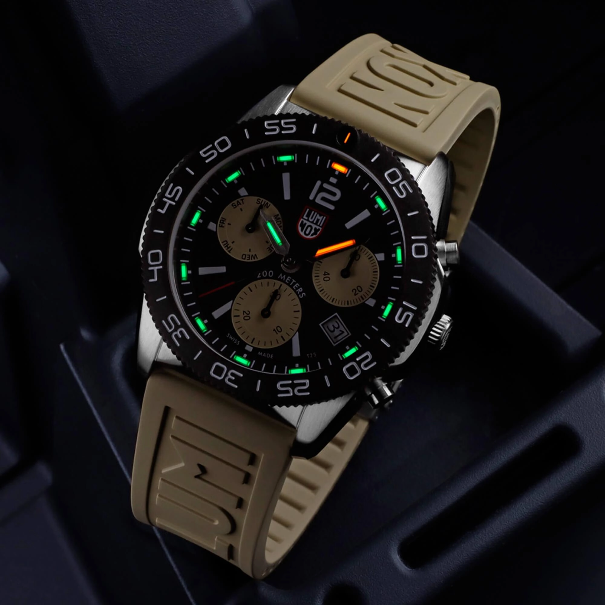 Luminox Men's Chronograph Watch - Pacific Diver Black and Sand Dial Strap | XS.3150