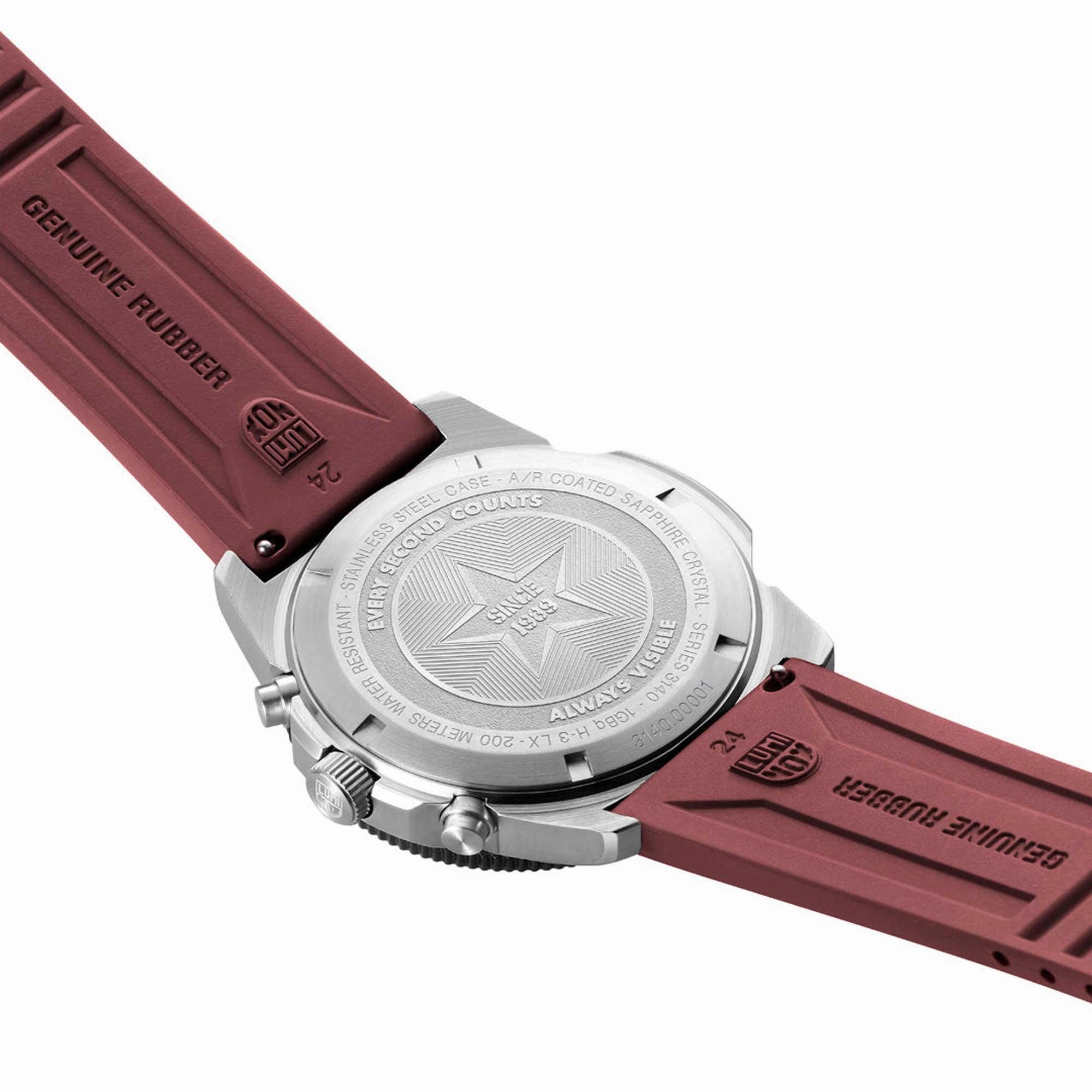 Luminox Men's Chronograph Watch - Pacific Diver Black/Crimson Dial Strap | XS.3155.1