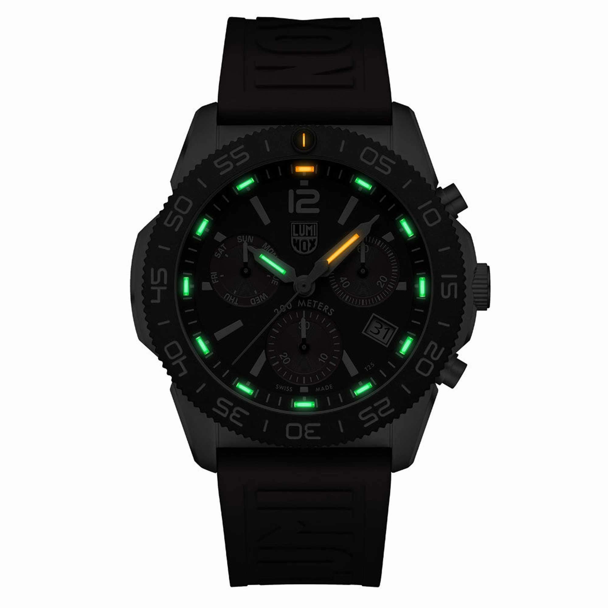Luminox Men's Chronograph Watch - Pacific Diver Black/Crimson Dial Strap | XS.3155.1