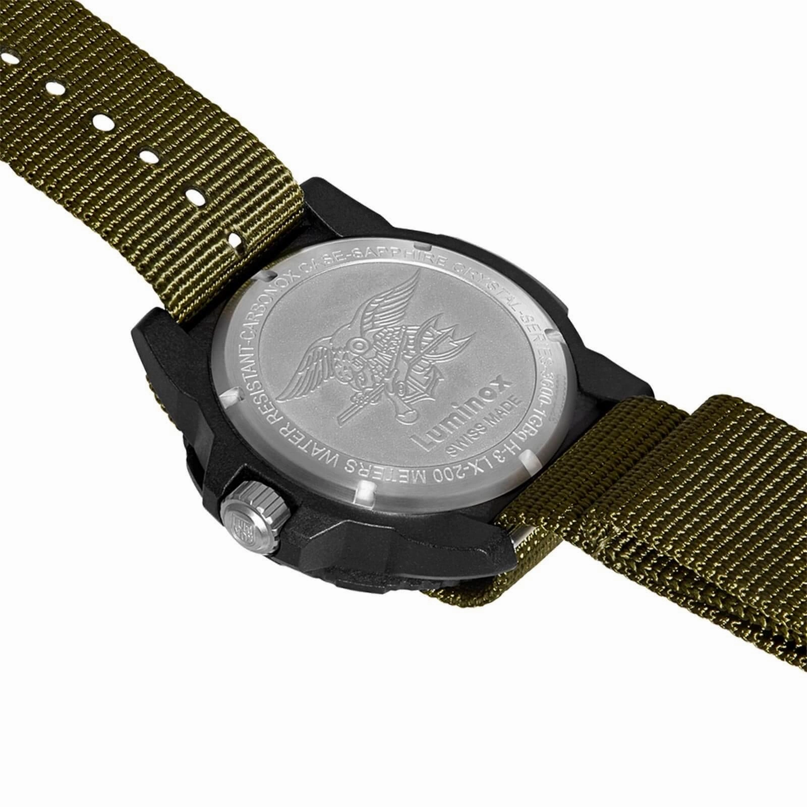 Luminox Men's Quartz Watch - Navy Seal 3600 Series Green Dial Strap Dive | 3617