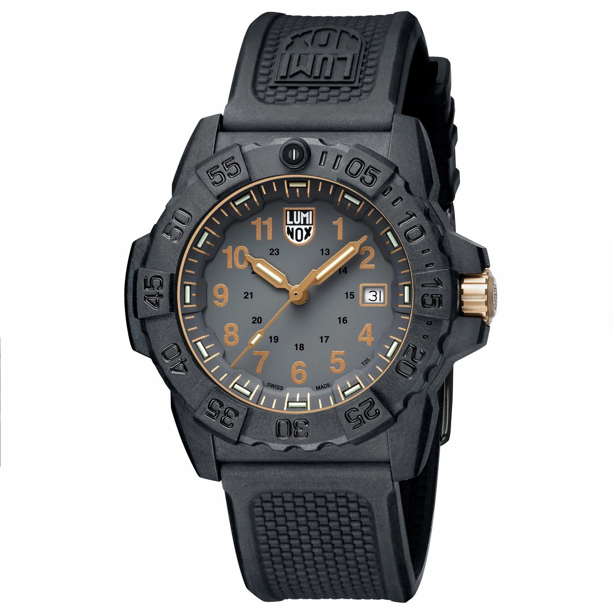 Luminox Men's Quartz Watch - Navy Seal Black Dial Rubber Strap | 3508.Gold