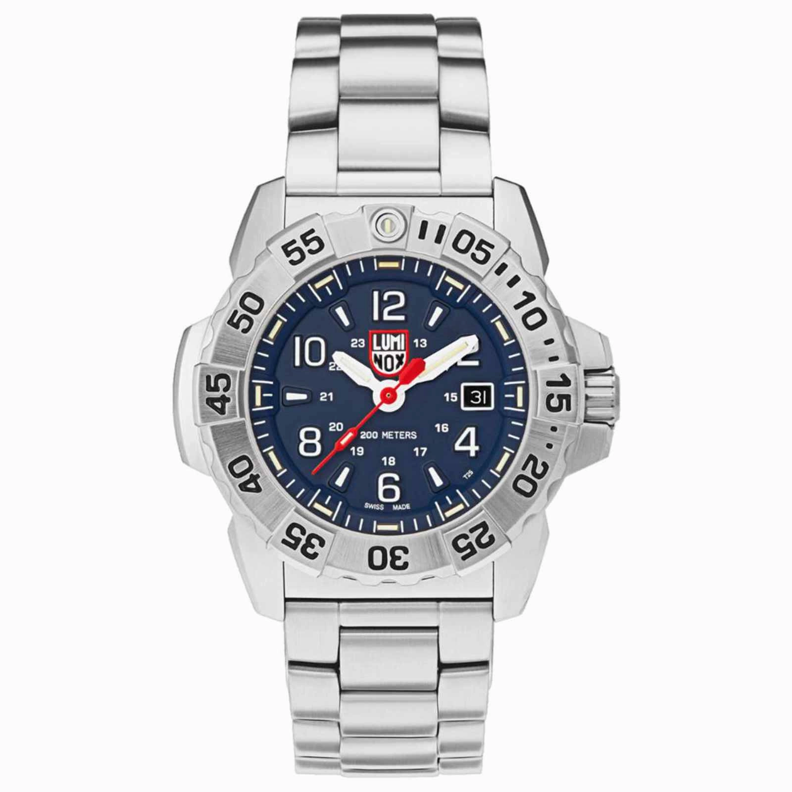 Luminox Men's Quartz Watch - Navy Seal Steel Blue Dial Silver Bracelet | 3254
