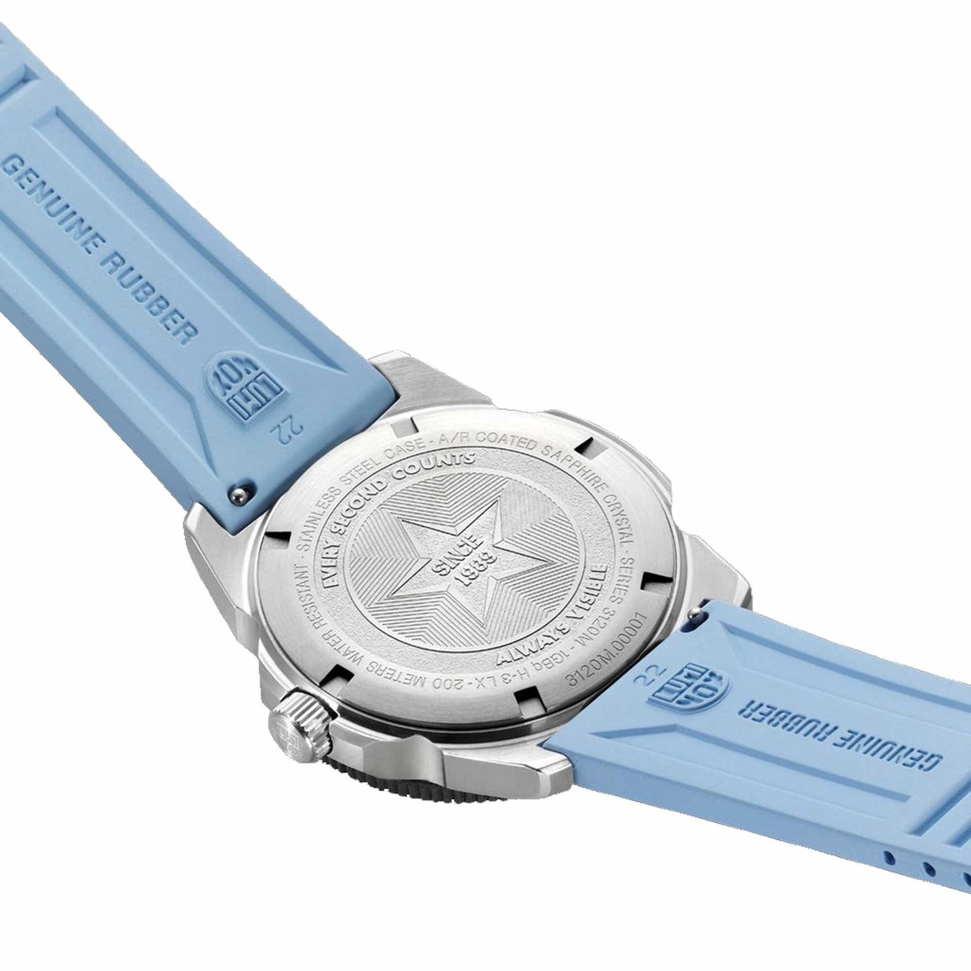 Luminox Men's Quartz Watch - Pacific Diver Ripple Coastal Blue Rubber Strap | 3124.M