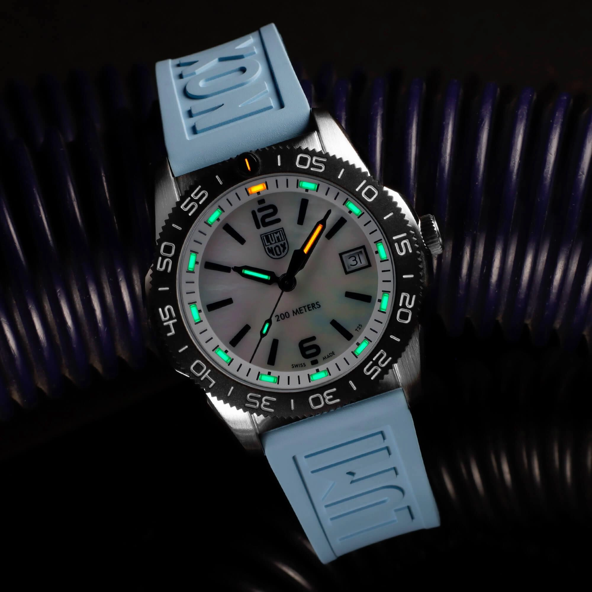 Luminox Men's Quartz Watch - Pacific Diver Ripple Coastal Blue Rubber Strap | 3124.M