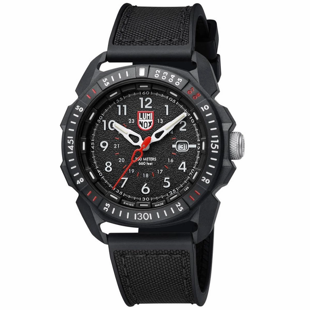 Luminox Men's Swiss Quartz Watch - Ice-Sar Arctic Date Black Dial Rubber Strap | 1001