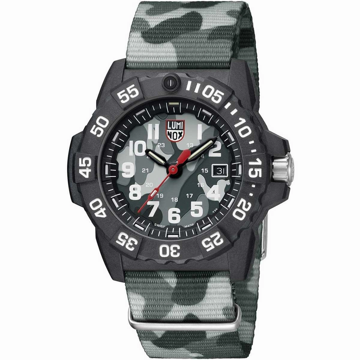 Luminox Men's Swiss Quartz Watch - Navy Seal Gray Camouflage Nylon Strap | 3507.PH.L